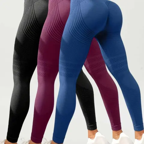 Women's High Waisted Butt Lifting Yoga Pants, Sporty Tight Fit Long Leggings, Shaping Leggings, Professional Fitness Sharkskin Pants, Multi-Pack, Gym Sportswear Bottoms, Women Workout Clothes, Stretchy High Waist