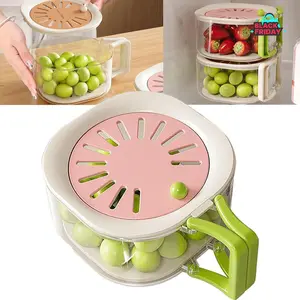 2-in-1 Kitchen Colander & Storage Basket Set - Multifunctional Fruit and Vegetable Washing Bowl with Strainer, Lid, and Handle Fruit Washer Drainer Container Set Perfect for Home and Restaurant Use Utensils, TikTokShopBlackFriday