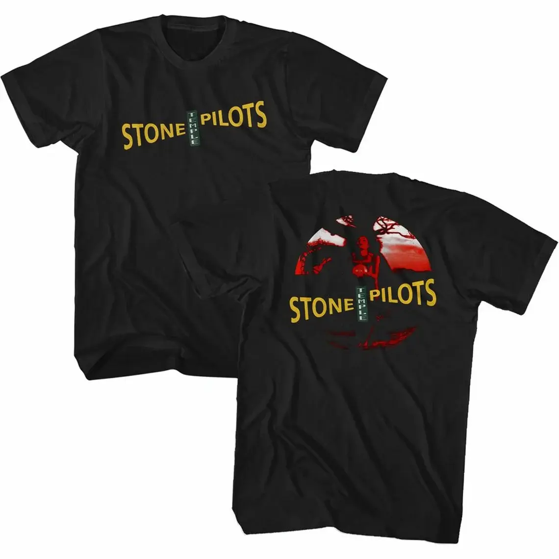 Men's Stone Temple Pilots Core Schwarz Graphic T-Shirt - Unisex, Herringbone Dirt Design, All Over Print, Chinese New Year/Valentine's Day/Children's Day Gift for Kpop Fans, Summer 2026 Outfit, Valentines Day, Childrens Day