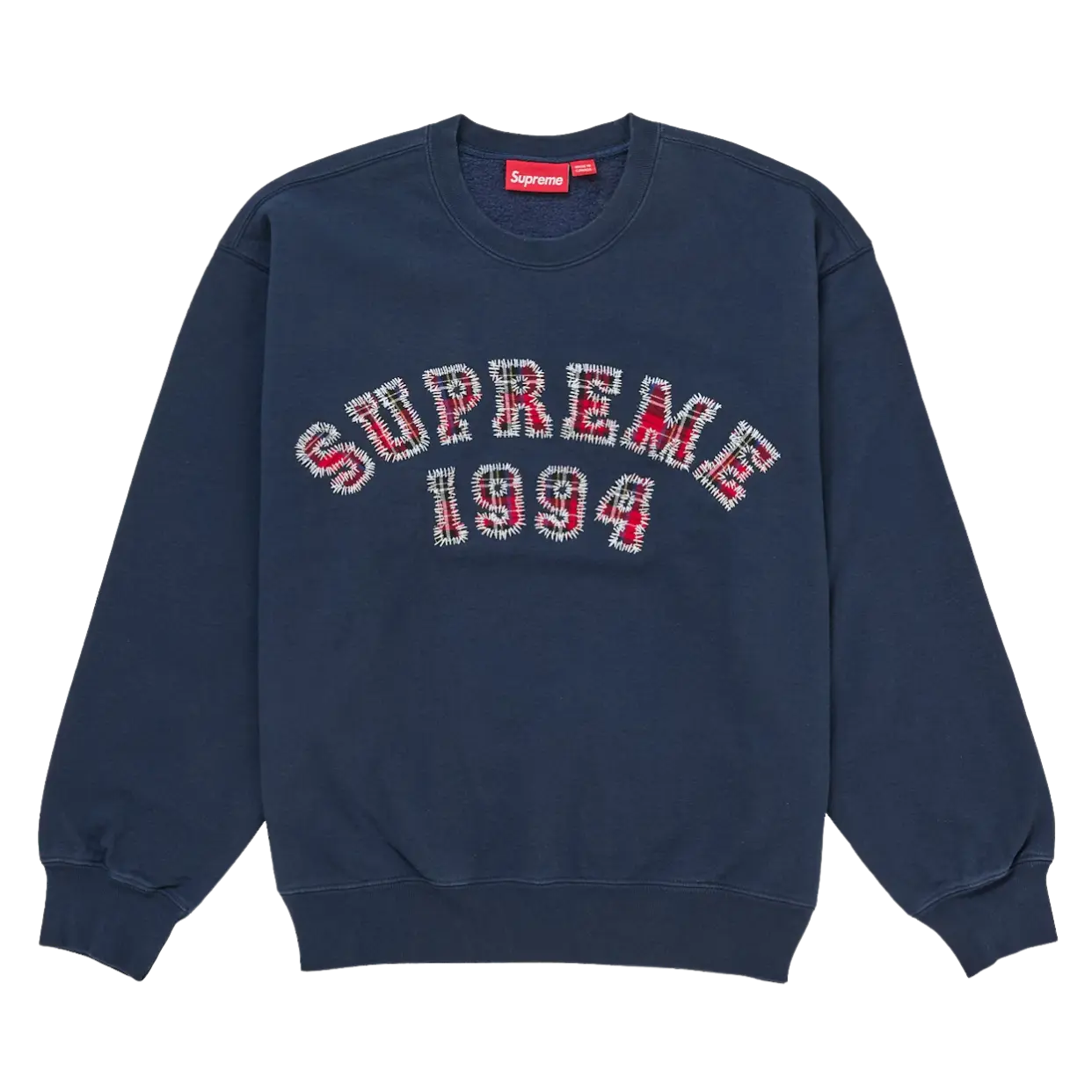 SUPREME CREWNECK 'PLAID NAVY'