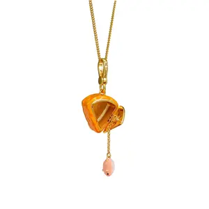 vibecharm Gold Plated Openable Cheese Locket Charm - Retro Coquette Style Aesthetic Food Jewelry DIY Pendant, Daily Bag Decor for Necklace Making