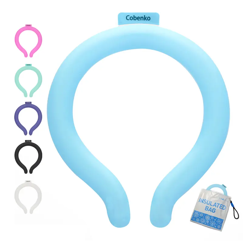Ergonomic Reusable Neck Cooling Tube Ice Pack with Insulated Bag, One Size Neck Ice Pack for Adults, Outdoor/Indoor Hot Weather Body Cooler