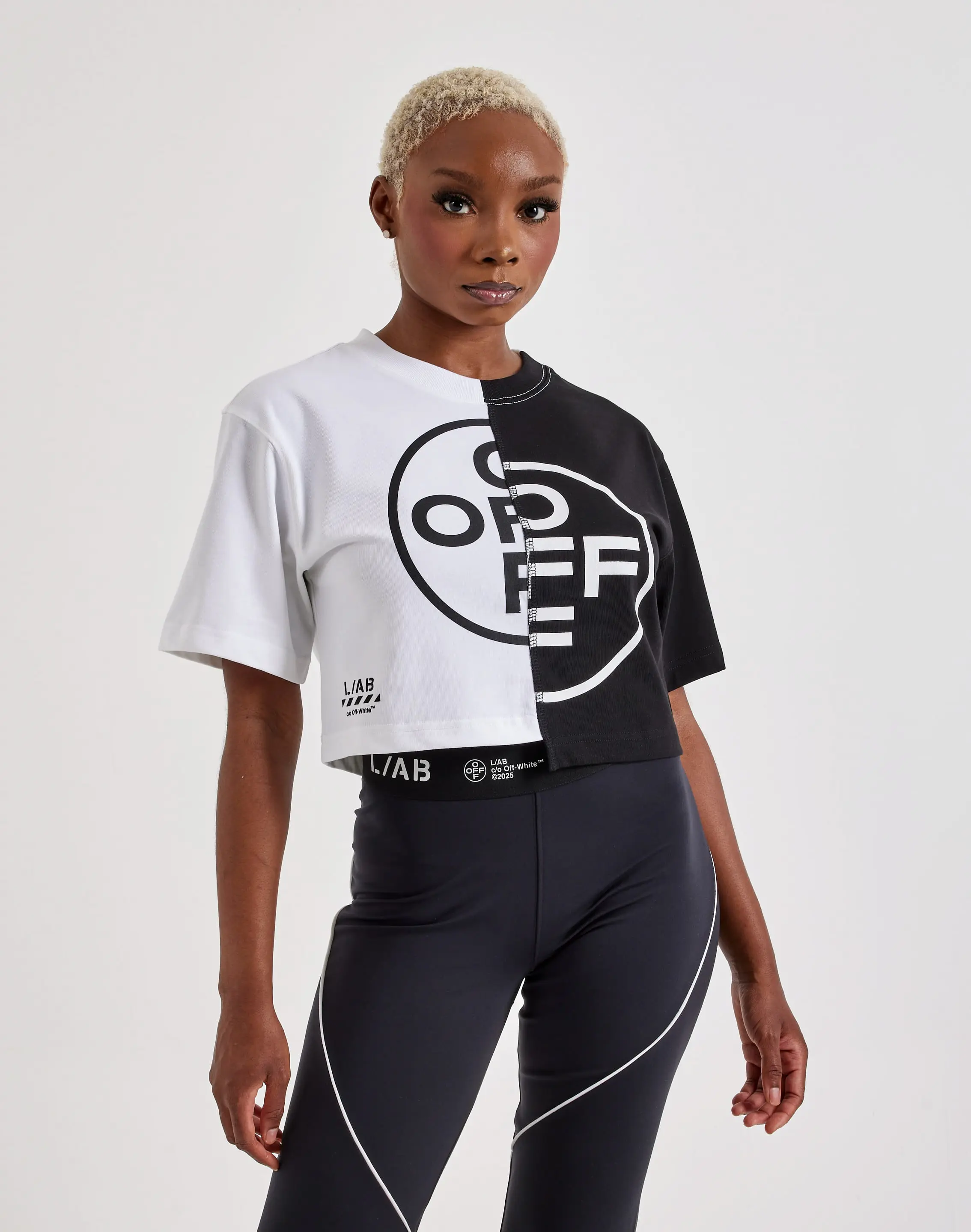 Womens Off-White L/AB Spliced Tee