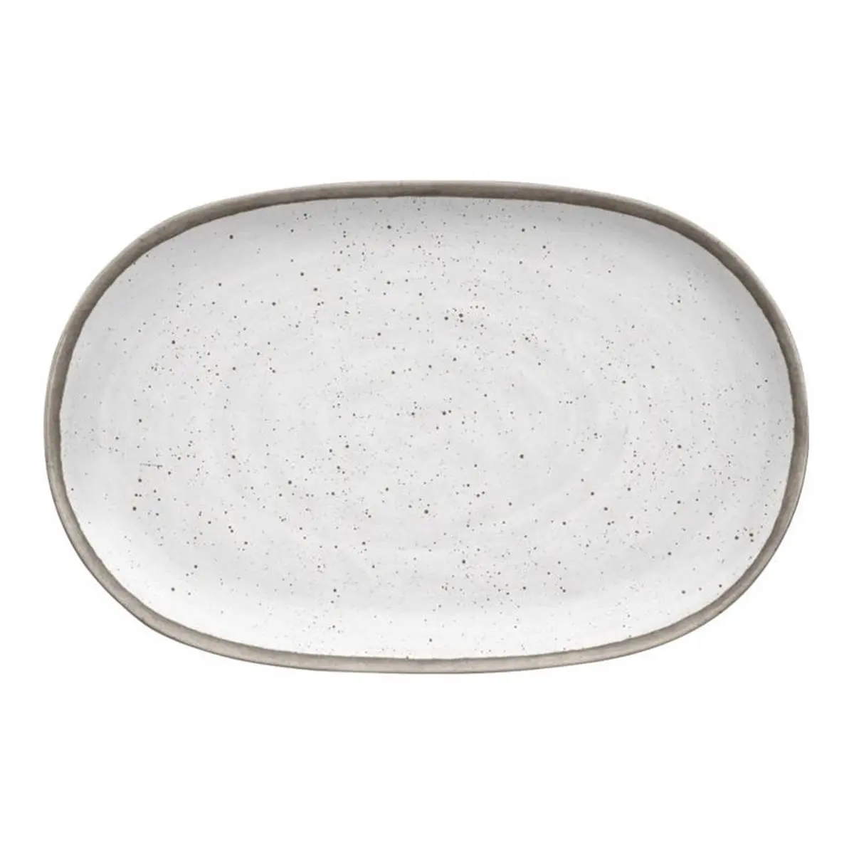 212 MAIN 16 In Oval Kiln Finish Melamine Plastic Platter - Gray & White, 1.3 lbs, Dishwasher-Safe Kitchen & Tableware Essential (Model 6060377), Oval Platter