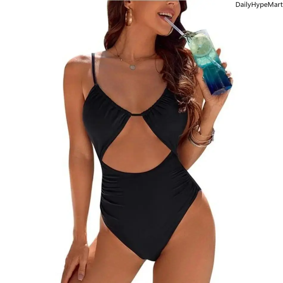 Women's Tummy Control 1-Piece Bodycon Swimsuit - High-Cut Cheeky Cutout Bathing Suit for Beach, Pool, One Piece Swimsuit