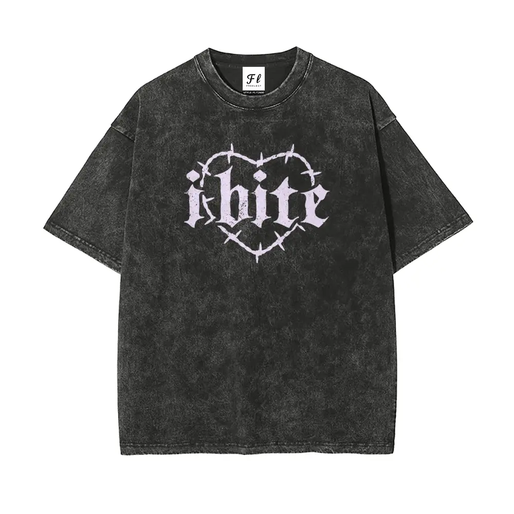 I Bite Shirt: Goth Adult Humor Oversize Unisex Washed T-Shirt for Women and Men's Unisex Fit Batik Cotton Oversize Streetwear Menswear  Super Soft Pre-Shrunk