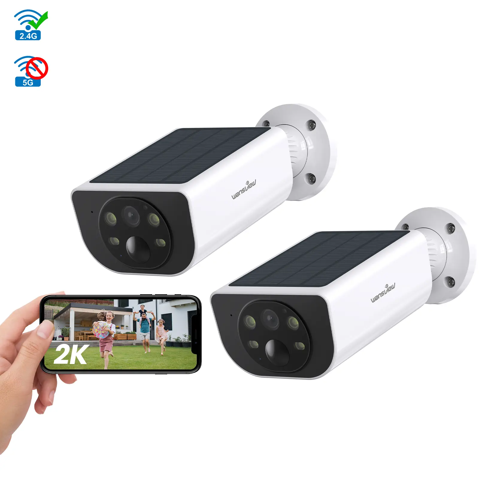 Wansview Security Cameras Wireless Outdoor, 2K 3MP Security Camera, Solar/Battery Powered, Home Security Camera with PIR Motion Detect& Siren, WiFi Ca