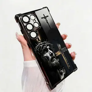 Religious Cross Jesus Faith Phone Case Suitable for SAMUNG Galaxy S24/S23/S22-S24+/S23+/S22+Ultra FE Plus four corner airbag anti-collision electroplated phone case A017 Screen Protector Protection Cellphone Smartphone Casing Shockproof Protective Cover