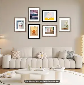 "6pcs Frames Photo,,11 X 14 Inch Photo Frame With HD Glass, 8x10 With Mat Or 11x14 Without Mat, Room Decor, Home Decor "