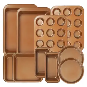 10-Piece Nonstick Bakeware Set, Carbon Steel, Oven Safe Baking Pans, Cookie Sheets, Baking Trays, Bakeware for Bakers, Kitchen Cooking Utensils