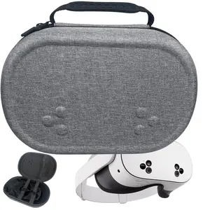 Hard Eva Storage Bag for Meta Quest 3 VR Headset & Controllers, Portable Anti-Drop Design, Durability, Dual Zipper Closure, Handheld Carry Handle