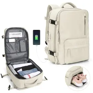 1pc 16-inch multifunctional backpack with independent shoe compartment and USB port can be inserted into suitcase, outdoor backpack, hiking backpack