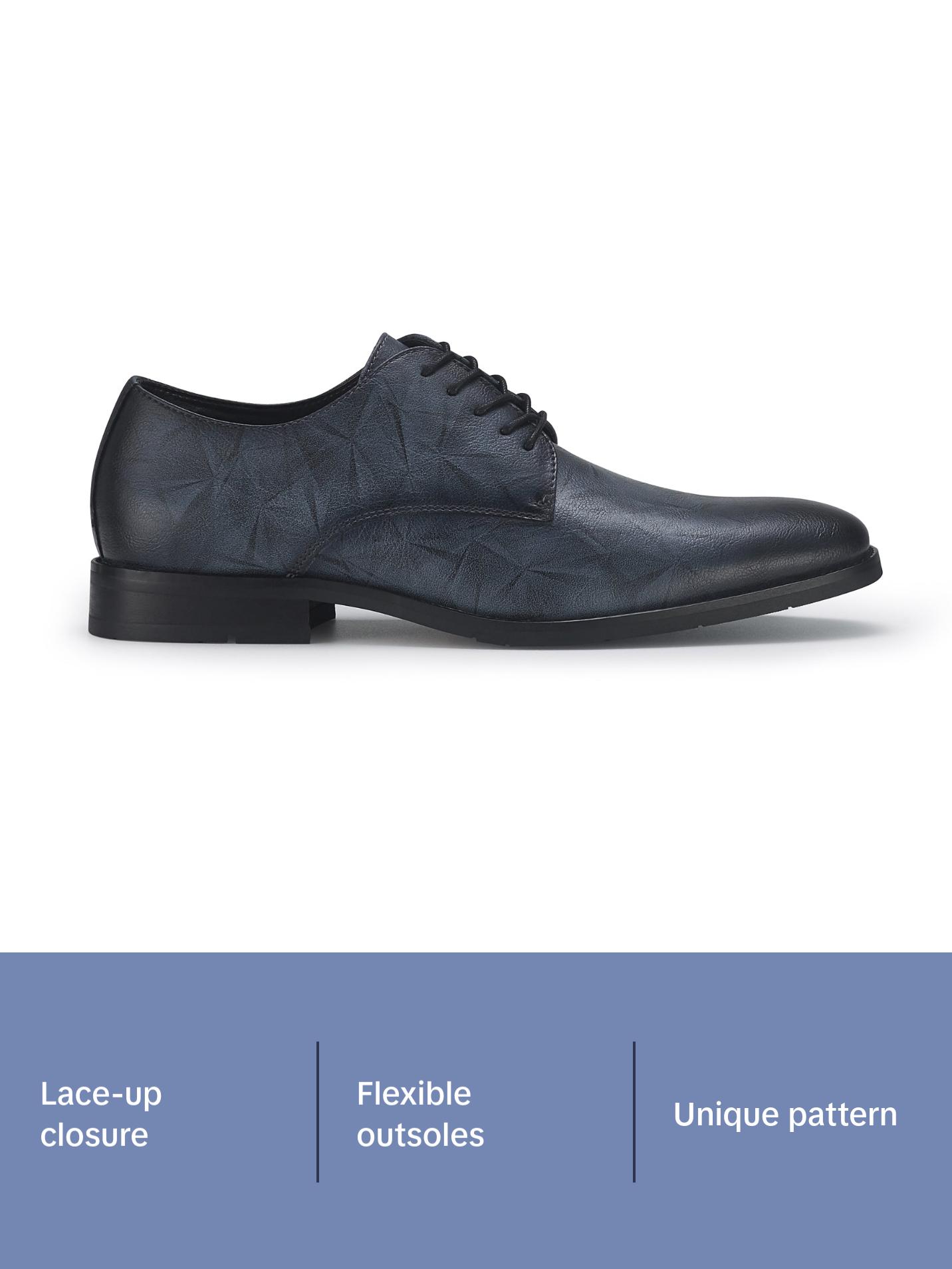 Ferro Aldo Caleb geometric pattern derby dress shoes, in Slate Grey, Men's Size 6.5 - 13