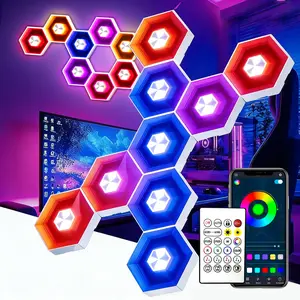 ARTBLEPRO Hexagon Lights Wall Panels RGB Wall Decor Gaming Lights with Smart APP Music Sync DIY Modular Assembled Hex Led Lights Panel for Bedroom Game Room Christmas Gift Custom Shapes