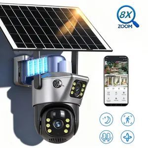 Smart Dual-Lens Solar Security Camera,360°Pan&Tilt 24/7 Recording,IR Night Vision,AI Motion Detection,Two-Way Audio,Auto Tracking,IP66 Waterproof,Outdoor Security CCTV,IP Camera,Camera Systems,Solar Wireless Camera,Men Gifts