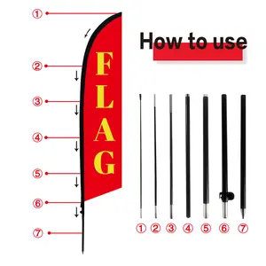 9.1FT Feather Flag Pole Kit, Heavy Duty Aluminum Flagpole with Ground Stake for Outdoor Advertising, Portable 6-Piece Modular Flag Pole for Yard Signs & Events, Fits 6.4FT Flags, Wind Resistant & Durable, No Tools Required