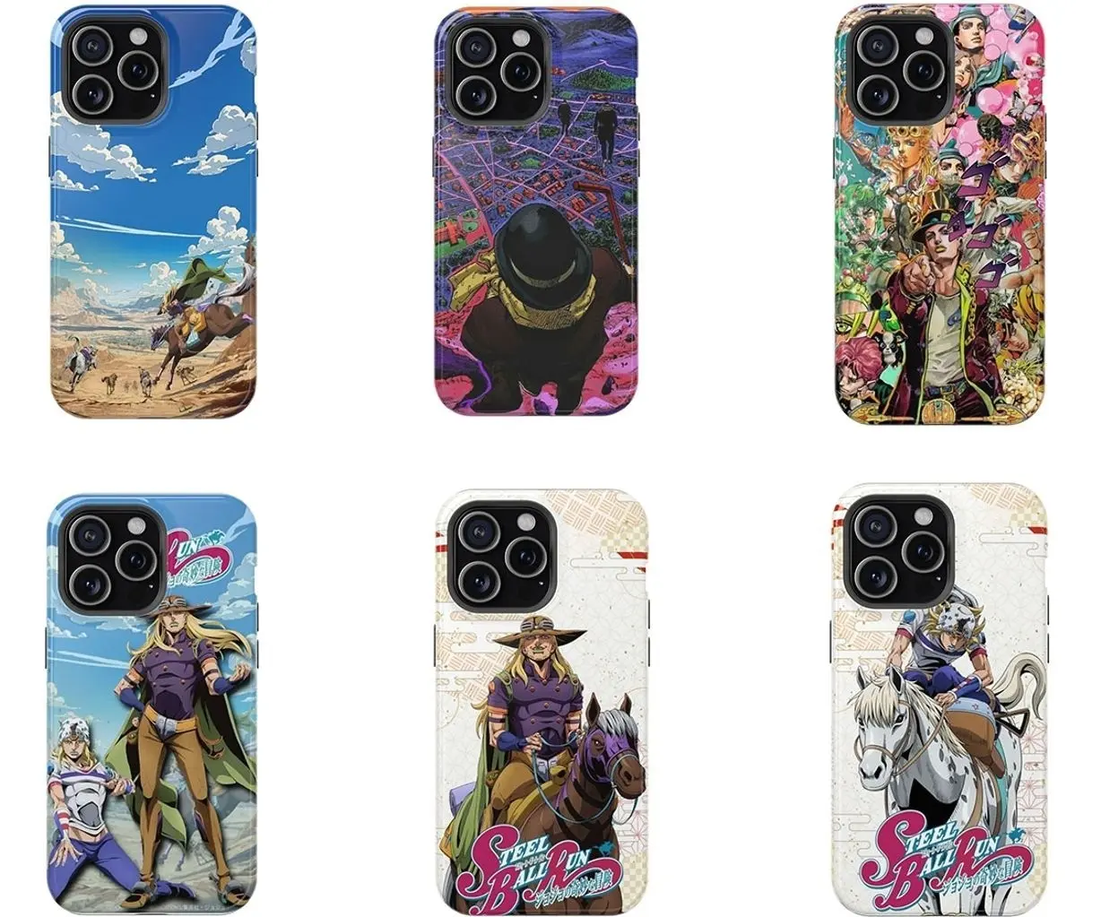 Steel Ball Run Phone Case, Jojo's Bizarre Adventure Manga Phone Case for iPhone 11 12 13 14 15 16 Pro Max Plus X SE, Samsung S21 S22 S23 S24 S25