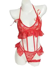 Heart Breaker Teddie Lingerie With Garter - Red