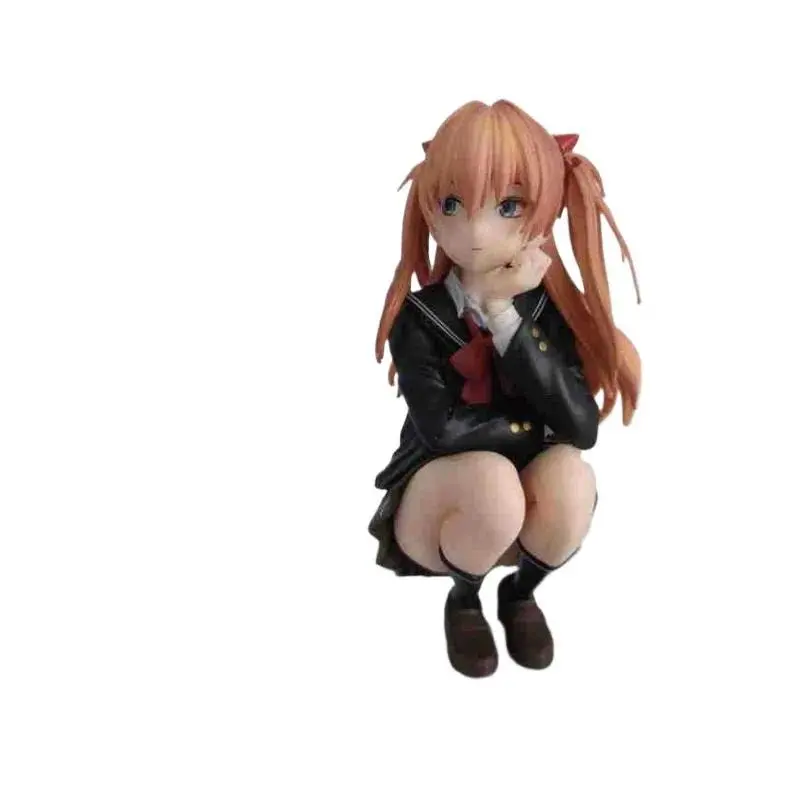 2026 New Neon Genesis Evangelion Asuka Langley Squatting Pose Action Figure Anime Collectible Model Desktop Decor Gift Fan