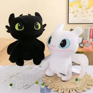 Cute Toothless Stuffed Cushion Light Fury Dragon Plush Cushion Cartoon Action Dolls Night Furia Throw Pillow Home Decoration
