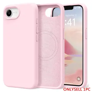 Magnetic for iPhone 17e/iPhone 16e Case, Compatible with MagSafe, [Soft Anti-Scratch Microfiber Lining] Slim Silicone Shockproof Protective Phone Case for iPhone 17e/16e 6.1", Chalk Pink