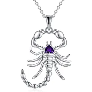 Scorpion/Fox Necklaces Sterling Silver Animal Pendant Necklace with Crystal Jewelry Gifts for Women Girls