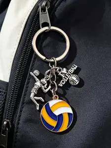 Volleyball Theme Keychain, Alloy Material, Includes Volleyball Pendant, Car Decor, Bag Decoration, Gift for Athletes and Fans, Multi Purpose Keychain, Keychain For Bags