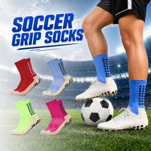 ISUNIE Men’s Soccer Grip Socks, Anti Slip Grip Pads, Mesh Breathable, Athletic Support, Football, Soccer, Basketball, Training