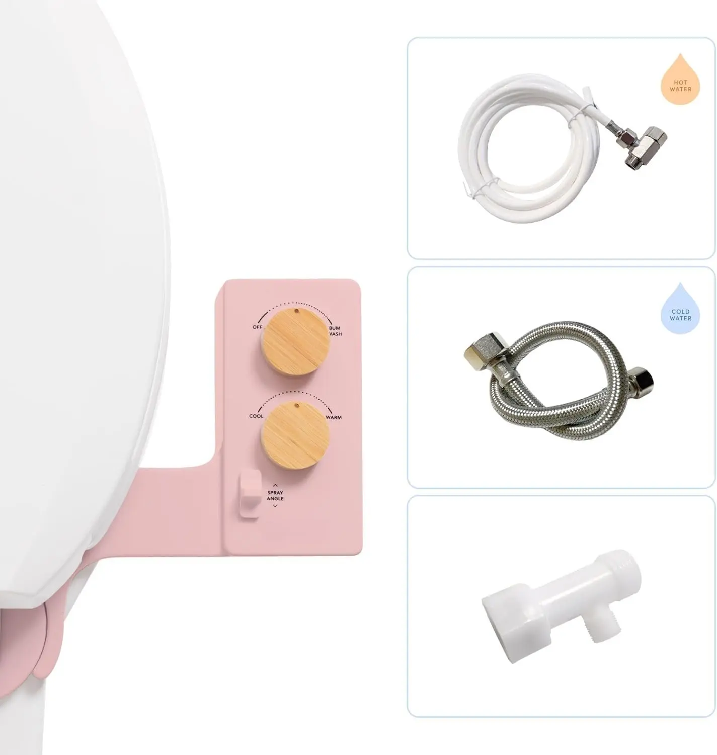 3.0  Cool to Warm Water Bidet Attachment. Easy Universal Toilet Seat Install, Requires Sink Connection for Temperature Control.  Self Cleaning Clean Water (/)