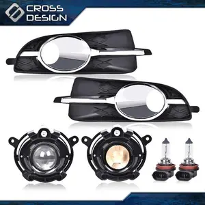 CROSSDESIGN Front Bumper Fog Light Lamps & Cover Trim Kit Fit For 2010-2013 Buick LaCrosse