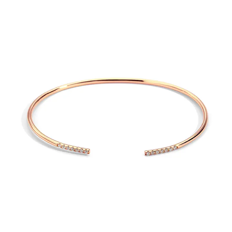 Open cuff bracelet - rose gold with white zirconia