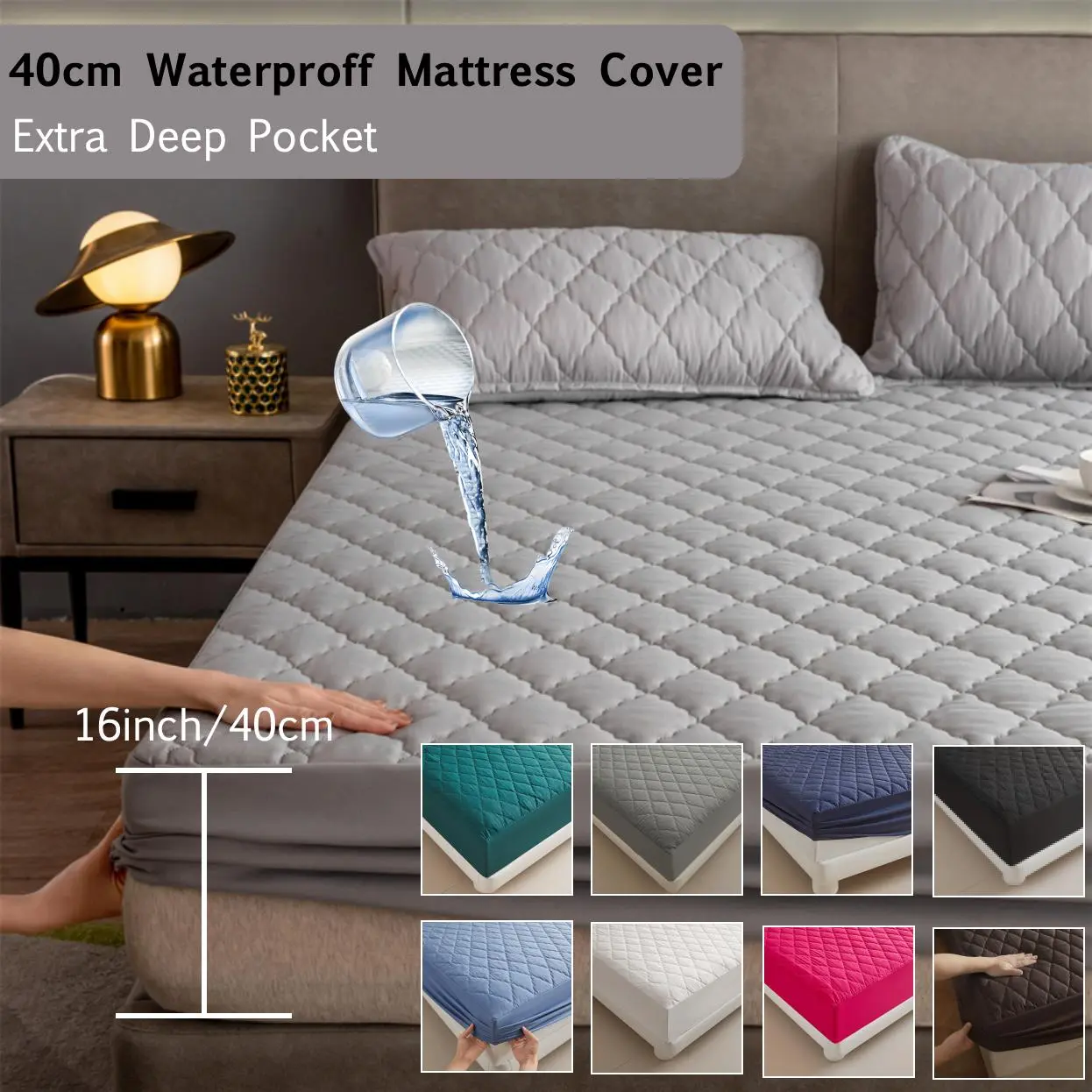 Waterproof Mattress Cover, 3 Counts/set Including 2 Counts Pillowcase, Soft Comfortable Breathable Mattress Protector, Quilted Mattress Protector, Bedding Supplies for Home Bedroom, Waterproof Mattress Pad, Washable Bed Protector, Waterproof Bed Pads