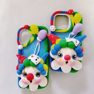 Whimsical Clown Clay Phone Case - Handmade, Eco-Friendly Design for iPhone & Samsung  - Handmade  Unique Artistic phone cases Custom Clay Phone Case iphone  case  indo