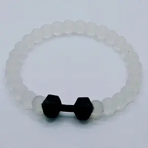 Clear & Black Silicone Dumbbell Bracelet