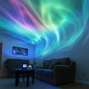 Water Ripple/Aurora Projector, Led Nebula Projector, 1pc USB Powered Night Light with Remote Control, Novelty Lighting for Home Atmosphere Decor