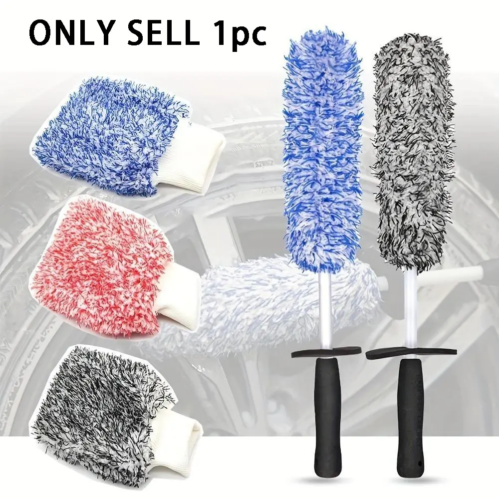 Car Wash Super Brush Microfiber Premium Wheels Brush Non-Slip soft Handle Easy To Cleaning car wheel Spokes Car Accessories Car Detailing Tool Car Washing Brush
