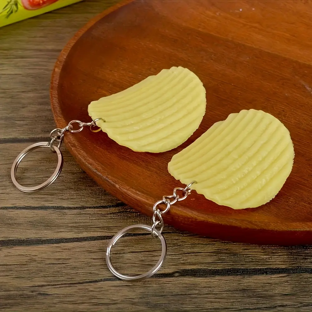 Simulated Potato Chips Keychain Set, Cartoon Anime Style Women's Accessory, Multifunctional Kitchen Decoration Gift for Men & Women