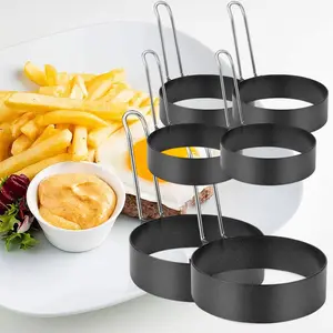 6 Pcs Egg Ring, Stainless Steel Round Egg Cooking Rings Non-Stick Frying Egg Maker Molds