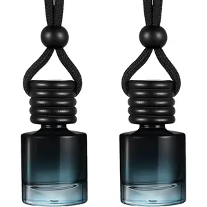 Domensi 70 Pieces Hanging Car Diffuser Air Freshener Bottle Bulk Empty Glass Refillable Perfume Bottles Oil Diffuser Aromatherapy Pendant for Auto Interior Ornaments Decor (Black)