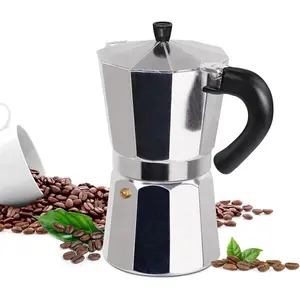 2 Cup Moka Pot Aluminum 100ml Italian Coffee Maker Stovetop Espresso CoffeeMakers Mocha Pot Percolator Greca Coffee Maker for Electric Ceramic Stove Portable for Easy Brewing