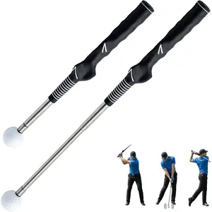 Golf Swing Retractable Trainer - Click Stick Grip Trainer for Swing Speed Tempo Rhythm & Strength Practice - Right Handed Portable Golf  Aid Club with Click Sound for Indoor Outdoor