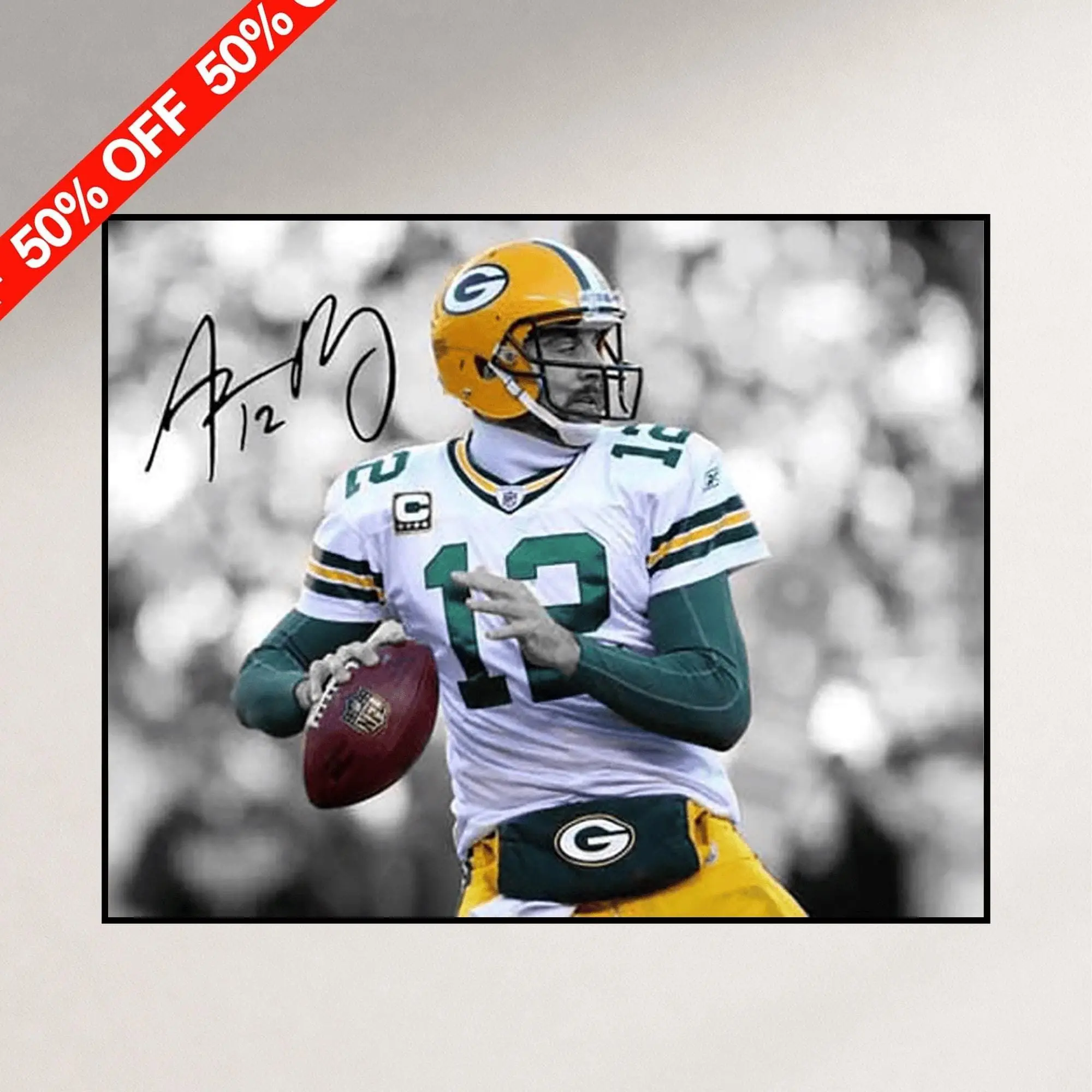 Aaron Rodgers Signed Photo Green Bay Packers Autographed Football Poster Sports ( Unframed - Print Only )