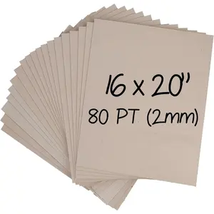 Heavy-Duty Chipboard Sheets 16 x 20 in, 80 PT (2mm) Thick, 20 Large Chip Board Sheets for Binding Covers, Book Boards, Backing and Crafts, Sturdy Alternative to Thin Cardboard Sheets