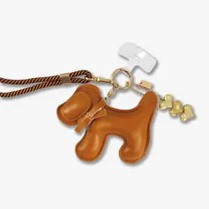 Universal Crossbody Phone Strap with Plush Animal - Brown Dog Chocolate Charm
