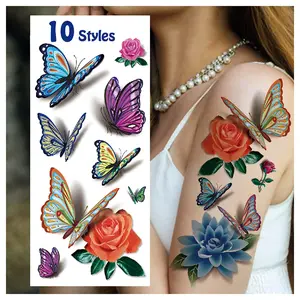 78 Styles Temporary Tattoos for Women Adults, Butterfly Tattoo Stickers Realistic Tatuajes Temporales Woman, Waterproof Long Lasting Flower Fake