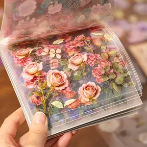 2PCS Floral Cut Film Sticker Book Set, 60 Romantic Vintage Waterproof DIY Stickers, Perfect for Daily Diary, Scrapbooking, Cutting and Decoration