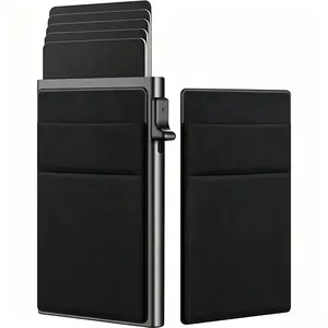 RFID Blocking Metal Wallet for Men, Slim Minimalist Credit Card Holder with Cash Slot, Contactless Card Security Protector