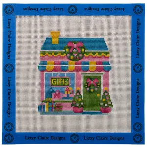 Lizzy Claire's Happy Neighborhood Gift Shop  - 18 mesh - 8 x 8 - Needlepoint Canvas