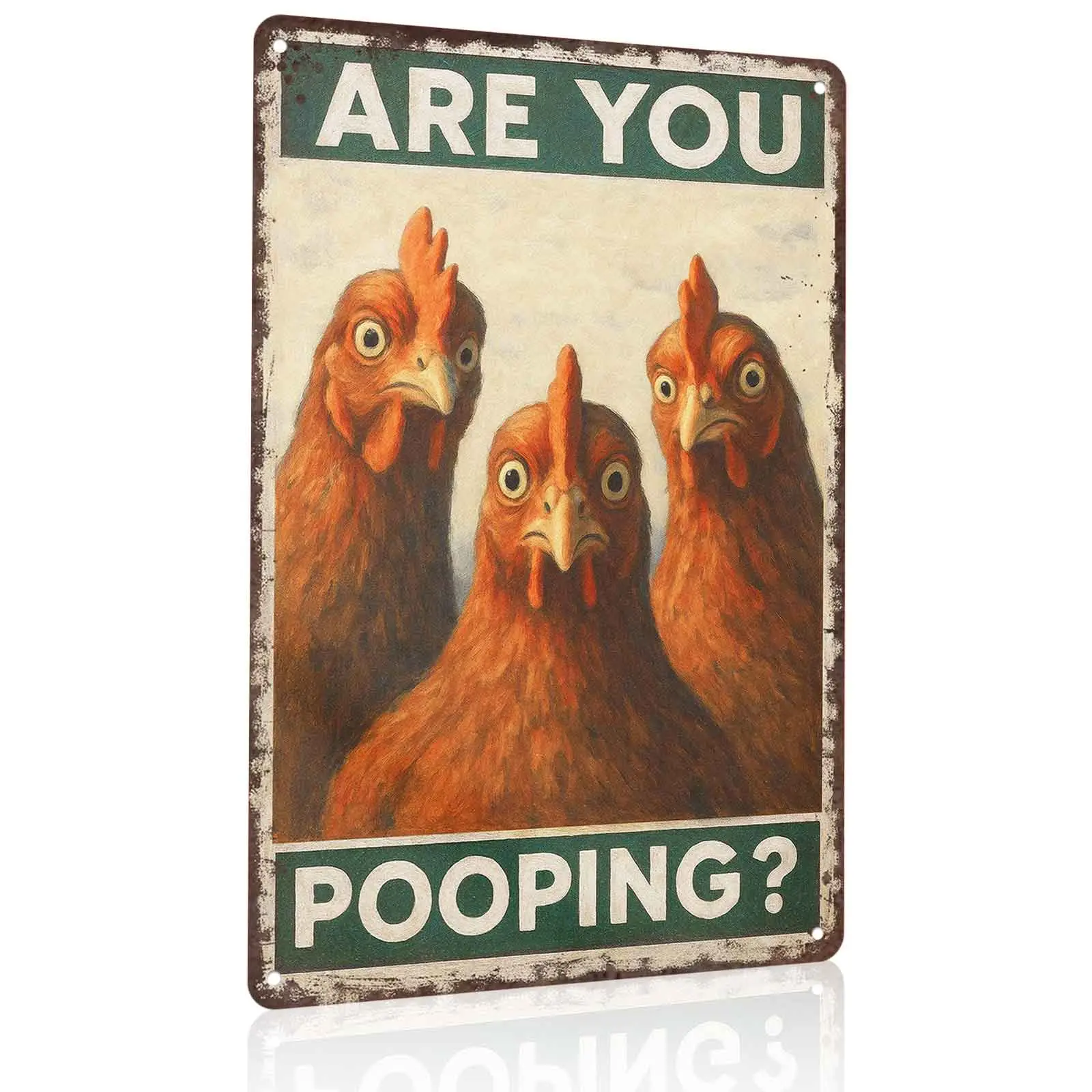 Are You Pooping Chicken 12x8 Inch Aluminum Metal Sign - Funny Farm Animal Wall Decor for Bathroom, Restroom, Chicken Coop - Retro Tin Sign Gift for Chicken Owners & Country Fans