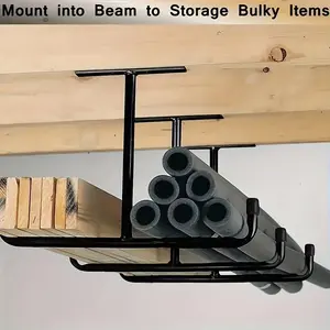 2/4pcs Heavy Duty Metal Garage Storage Hook Racks- Can Be Mounted On The Wall Or Ceiling. Great For Hanging Hoses, Lumber And Tools. Ideal For Organizing Garden, Garage, Farm, Warehouse And Workshop Spaces, Space Saving, Home Organizer Hook
